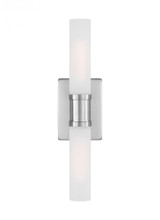 Visual Comfort & Co. Studio Collection Keaton Wall Sconce, 2-Light, Brushed Nickel, Satin Etched Shade, 20"H (4565002-962 70703WQ) 