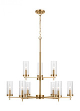 Visual Comfort & Co. Studio Collection Zire Chandelier, 9-Light, LED, Satin Brass, Clear Shade, 32"Dia (3190309EN-848 70707V2) 