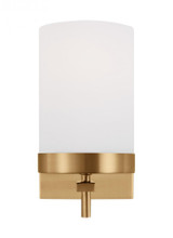Visual Comfort & Co. Studio Collection Zire Wall / Bath Sconce, 1-Light, Satin Brass, Etched / White Inside Shade, 7.88"H (4190301-848 70707V7) 