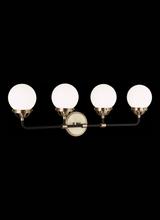 Visual Comfort & Co. Studio Collection Cafe Wall Sconce, 4-Light, LED, Satin Brass, Etched / White Inside Shade, 30"W (4487904EN-848 706X84E) 