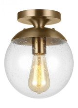 Visual Comfort & Co. Studio Collection Leo - Hanging Globe Semi Flush Mount, 1-Light, Satin Brass, Clear Seeded Shade, 8"Dia (7501801-848 70709TE) 