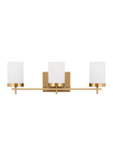 Visual Comfort & Co. Studio Collection Zire Wall / Bath Sconce, 3-Light, Satin Brass, Etched / White Inside Shade, 24"W (4490303-848 70707VP) 