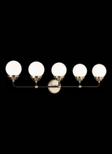 Visual Comfort & Co. Studio Collection Cafe Wall Sconce, 5-Light, LED, Satin Brass, Etched / White Inside Shade, 38.25"W (4487905EN-848 706X84G) 