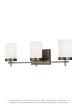 Visual Comfort & Co. Studio Collection Zire Bathroom Vanity Light, 3-Light, Brushed Oil Rubbed Bronze, Etched / White Inside Shade, 24"W (4490303-778 70707VN) 