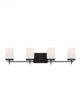 Visual Comfort & Co. Studio Collection Zire Wall / Bath Sconce, 4-Light, Midnight Black, Etched / White Inside Shade, 34"W (4490304-112 70707VV) 