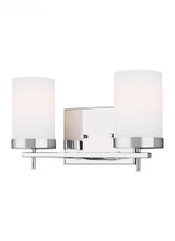 Visual Comfort & Co. Studio Collection Zire Bathroom Vanity Light, 2-Light, LED, Chrome, Etched / White Inside Shade, 14"W (4490302EN3-05 70732NF) 