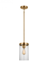Visual Comfort & Co. Studio Collection Zire Pendant, 1-Light, LED, Satin Brass, Clear Shade, 6"Dia (6590301EN7-848 70707WF) 