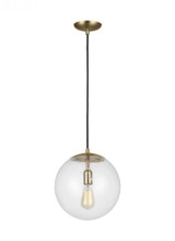 Visual Comfort & Co. Studio Collection Leo - Hanging Globe Pendant, 1-Light, Satin Brass, Clear Seeded Shade, 12"W (6701801-848 70703XR) 