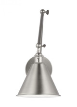 Visual Comfort & Co. Studio Collection Salem Double Arm Wall Sconce, 1-Light, LED, Brushed Nickel, 14.25"H (4298101EN3-962 70705XL) 