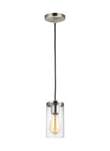 Visual Comfort & Co. Studio Collection Zire Mini Pendant, 1-Light, LED, Brushed Nickel, Clear Shade, 4"W (6190301EN7-962 70732NT) 