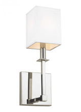 Visual Comfort & Co. Studio Collection Quinn Wall Sconce, 1-Light, Polished Nickel, White Shade, 14.88"H (WB1872PN 706X660) 