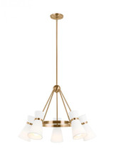 Visual Comfort & Co. Studio Collection Clark Chandelier, 5-Light, LED, Satin Brass, White Shade, 29.13"W (3190505EN3-848 706X85C) 