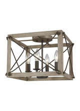 Visual Comfort & Co. Studio Collection Thornwood Flush Mount, 4-Light, Washed Pine, 14"W (7526304-872 70706UX) 