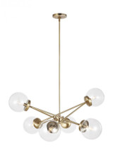 Visual Comfort & Co. Studio Collection Tierney Chandelier, 6-Light, Satin Brass, Clear Shade, 33.5"W (3182706-848 70706V0) 