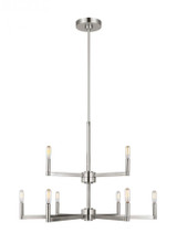 Visual Comfort & Co. Studio Collection Fullton Chandelier, 9-Light, LED, Brushed Nickel, 30"W (3164209EN-962 707020P) 