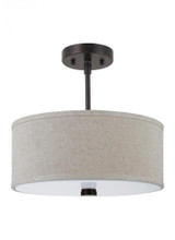 Visual Comfort & Co. Studio Collection Dayna Flush / Semi Flush Convertible Pendant, 2-Light, Bronze, White Shade, 14"Dia (77262-710 70708UV) 