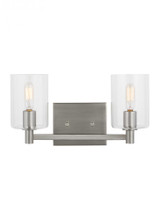 Visual Comfort & Co. Studio Collection Fullton Wall Sconce, 2-Light, LED, Brushed Nickel, Clear Shade, 14.25"W (4464202EN-962 70702XA) 