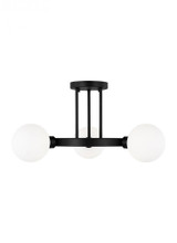 Visual Comfort & Co. Studio Collection Clybourn Semi Flush Mount, 3-Light, Midnight Black, 21"W (7761603-112 70700YT) 
