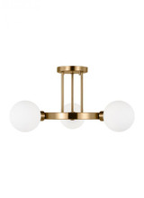 Visual Comfort & Co. Studio Collection Clybourn Semi Flush Mount, 3-Light, Satin Brass, 21"W (7761603-848 70700YU) 