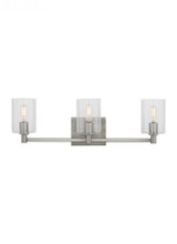 Visual Comfort & Co. Studio Collection Fullton Wall Sconce, 3-Light, LED, Brushed Nickel, Clear Shade, 24.63"W (4464203EN-962 70702XK) 