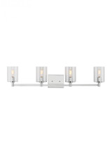 Visual Comfort & Co. Studio Collection Fullton Wall Sconce, 4-Light, LED, Chrome, Clear Shade, 35"W (4464204EN-05 70702XQ) 