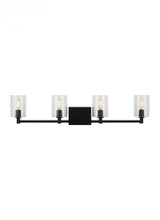 Visual Comfort & Co. Studio Collection Fullton Wall Sconce, 4-Light, LED, Midnight Black, Clear Shade, 35"W (4464204EN-112 70702XR) 