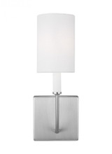 Visual Comfort & Co. Studio Collection Greenwich Wall / Bathroom Sconce, 1-Light, Brushed Nickel, White Linen Shade, 13.88"H (4167101-962 70702YU) 
