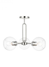 Visual Comfort & Co. Studio Collection Codyn Convertible Ceiling Light, 3-Light, LED, Brushed Nickel, Clear Shade, 22"W (7755703EN7-962 7070109) 