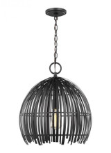 Visual Comfort & Co. Studio Collection Hanalei Pendant, 1-Light, Midnight Black, 16"Dia (6622701-112 70702Z0) 
