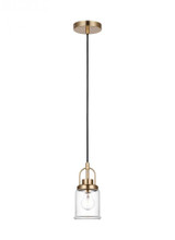 Visual Comfort & Co. Studio Collection Anders Mini Pendant, 1-Light, LED, Satin Brass, Clear Shade, 4.75"W (6544701EN7-848 706X749) 
