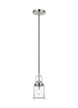 Visual Comfort & Co. Studio Collection Anders Mini Pendant, 1-Light, LED, Brushed Nickel, Clear Shade, 4.75"W (6544701EN7-962 706X74A) 
