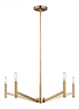 Visual Comfort & Co. Studio Collection Vector Chandelier, 5-Light, Satin Brass, 28"W (3124305-848 70706WR) 