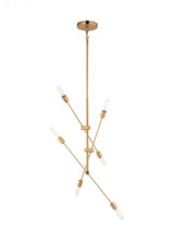 Visual Comfort & Co. Studio Collection Axis Chandelier, 6-Light, Satin Brass, 40"W (3200506-848 706X74K) 