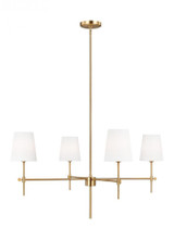 Visual Comfort & Co. Studio Collection Baker Chandelier, 4-Light, Satin Brass, White Linen Shade, 36"W (3287204-848 706X752) 