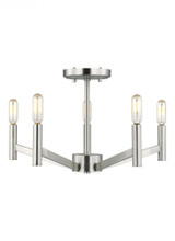 Visual Comfort & Co. Studio Collection Vector Semi Flush Mount, 5-Light, LED, Brushed Nickel, 18"W (7724305EN-962 70707TT) 