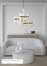 Visual Comfort & Co. Modern Collection Langston Medium Chandelier, 12-Light, LED, Plated Brass, 40.5"H (700LGSN31BR-LED927 70PGDKX) 