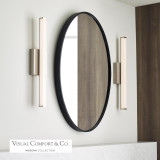Visual Comfort & Co. Modern Collection Lufe Square Bath Bar Light, 1-Light, LED, Satin Nickel, 24"L (700BCLUFS24S-LED935 70PKE9K) 