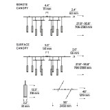 Visual Comfort & Co. Modern Collection Blok Small Chandelier, 9-Light, LED, Aged Brass, 96"L (700BLKS9R-LED930R 70PGHHG) 