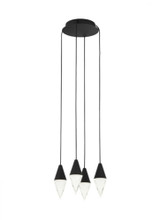Visual Comfort & Co. Modern Collection Turret Ceiling Chandelier, 4-Light, LED, Nightshade Black, 10.3"W (700TRSPTRT4RB-LED930 70PGDLQ) 