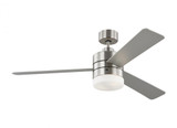 Generation Lighting Era 52" Dimmable LED Indoor/Outdoor Ceiling Fan with Light Kit - Brushed Steel Housing with Silver/American Walnut Reversible Blades 