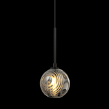 Matteo Lighting Jemyca Pendant, 1-Light, Matte Black, Smoked Glass with Circular Frosted Groove Shade, 11.38"H (C61601MBSM 3060MR1) 