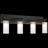 Matteo Lighting Kristof Bath Vanity Light, 4-Light, LED, Black, Clear Ribber Glass, 27.5"W (W60804BK 3060NNJ) 