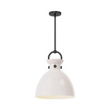 Alora Lighting Waldo Pendant, 1-Light, Matte Black, Glossy Opal Glass, 17.38"H 