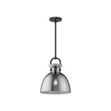 Alora Lighting Waldo Pendant, 1-Light, Matte Black, Smoked Solid Glass, 12.75"H 