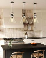 Alora Lighting Emerson Pendant, 1-Light, Matte Black, Clear Glass, 17"H 