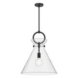 Alora Lighting Emerson Pendant, 1-Light, Matte Black, Clear Glass, 21.75"H 