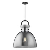Alora Lighting Waldo Pendant, 1-Light, Matte Black, Smoked Solid Glass, 21.75"H 