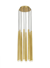 Visual Comfort & Co. Modern Collection Pylon Ceiling Chandelier, 8-Light, LED, Natural Brass, 18.6"H (700TRSPPYL8RNB-LED930 70PGDLF) 