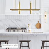 Visual Comfort & Co. Modern Collection Stagger Halo Linear Suspension, 1-Light, LED, Natural Brass, 49.5"L (700LSSTG50NB-LED927 70PGEJL) 