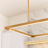 Visual Comfort & Co. Modern Collection Stagger Halo Linear Suspension, 1-Light, LED, Natural Brass, 84"L (700LSSTG84NB-LED927 70PGEJN) 